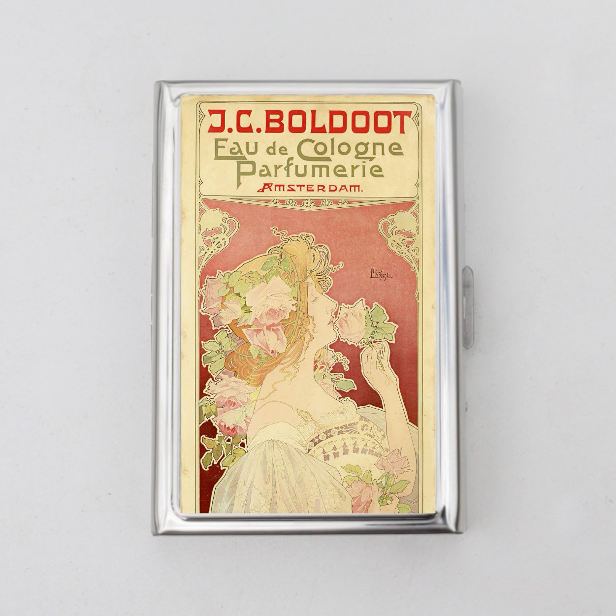 Vintage Perfume Poster Card Holder OR Cigarette Case