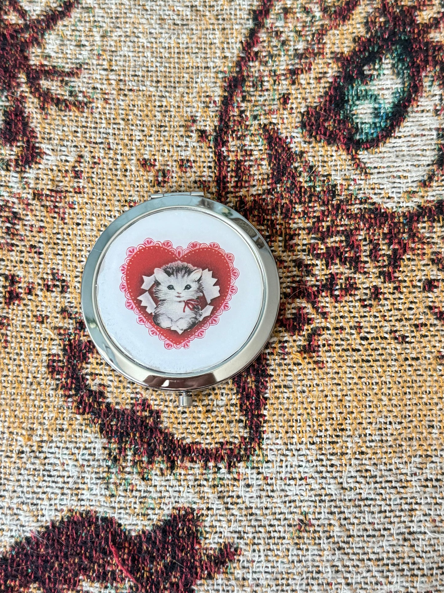 Heart Cat Compact Mirror OR Pill Box