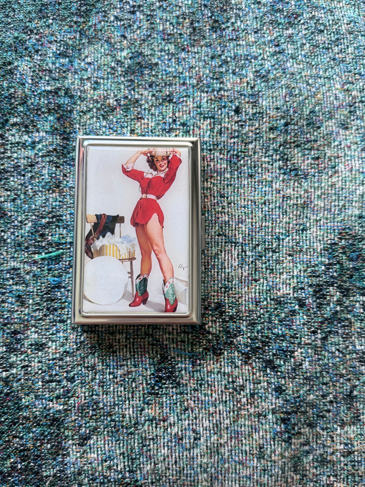 CowGirl Pin Up Card Holder OR Cigarette Case