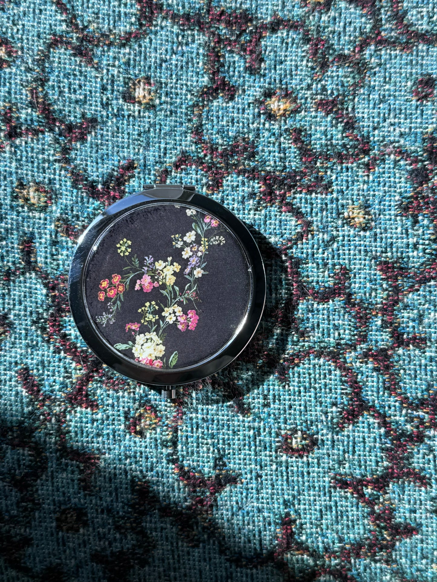 Dark Flowers Compact Mirror OR Pill Box