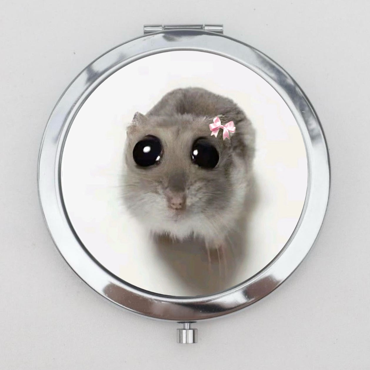 Coquette Sad Hamster Compact Mirror OR Pill Box