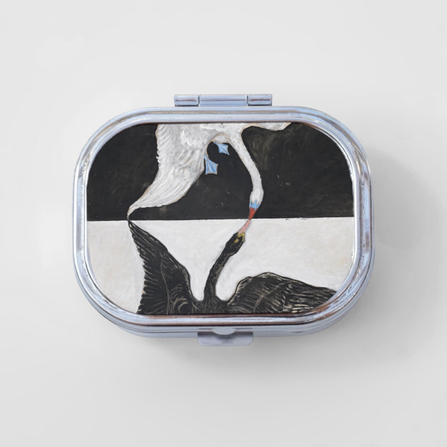 Black and White Swans Happy Rectangle Pill Box