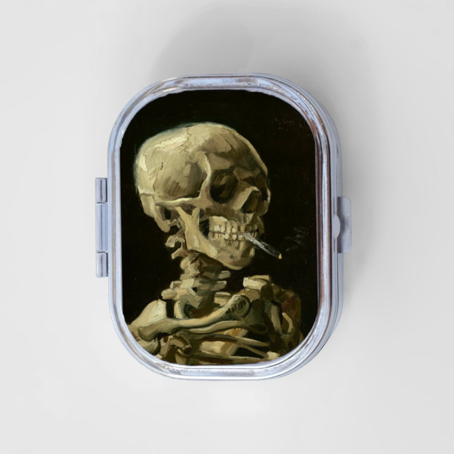 Skeleton Smoking Cigarette Happy Rectangle Pill Box