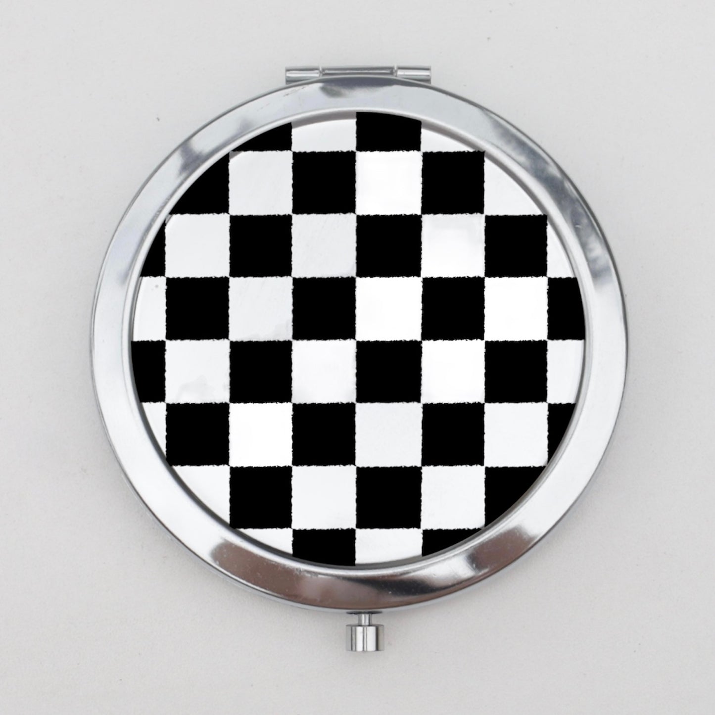 Checkered Print Compact Mirror