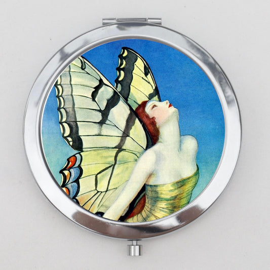 Butterfly Flapper Compact Mirror OR Pill Box