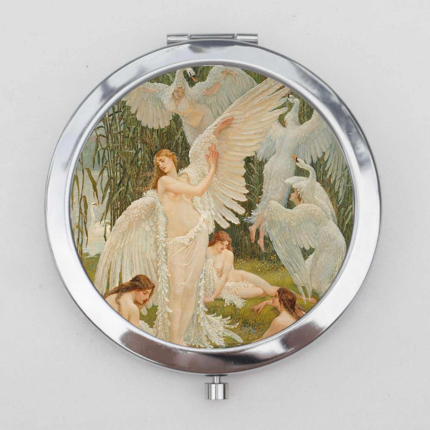 Swan Maidens Compact Mirror OR Pill Box