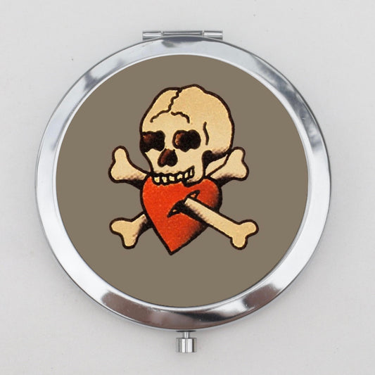 Skull and Cross Bones Compact Mirror OR Pill Box