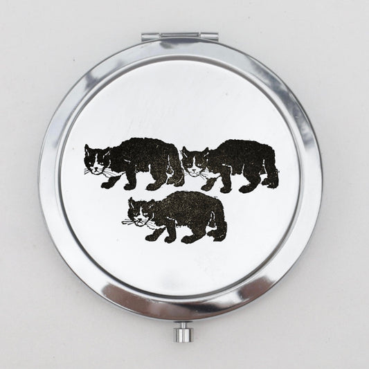 Black Cats Compact Mirror OR Pill Box