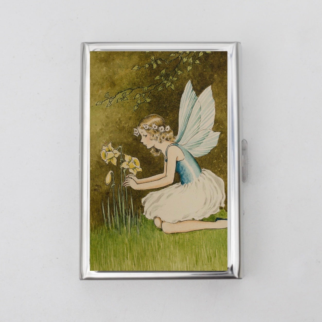 Fairy Picking Flowers Card Holder OR Cigarette Case