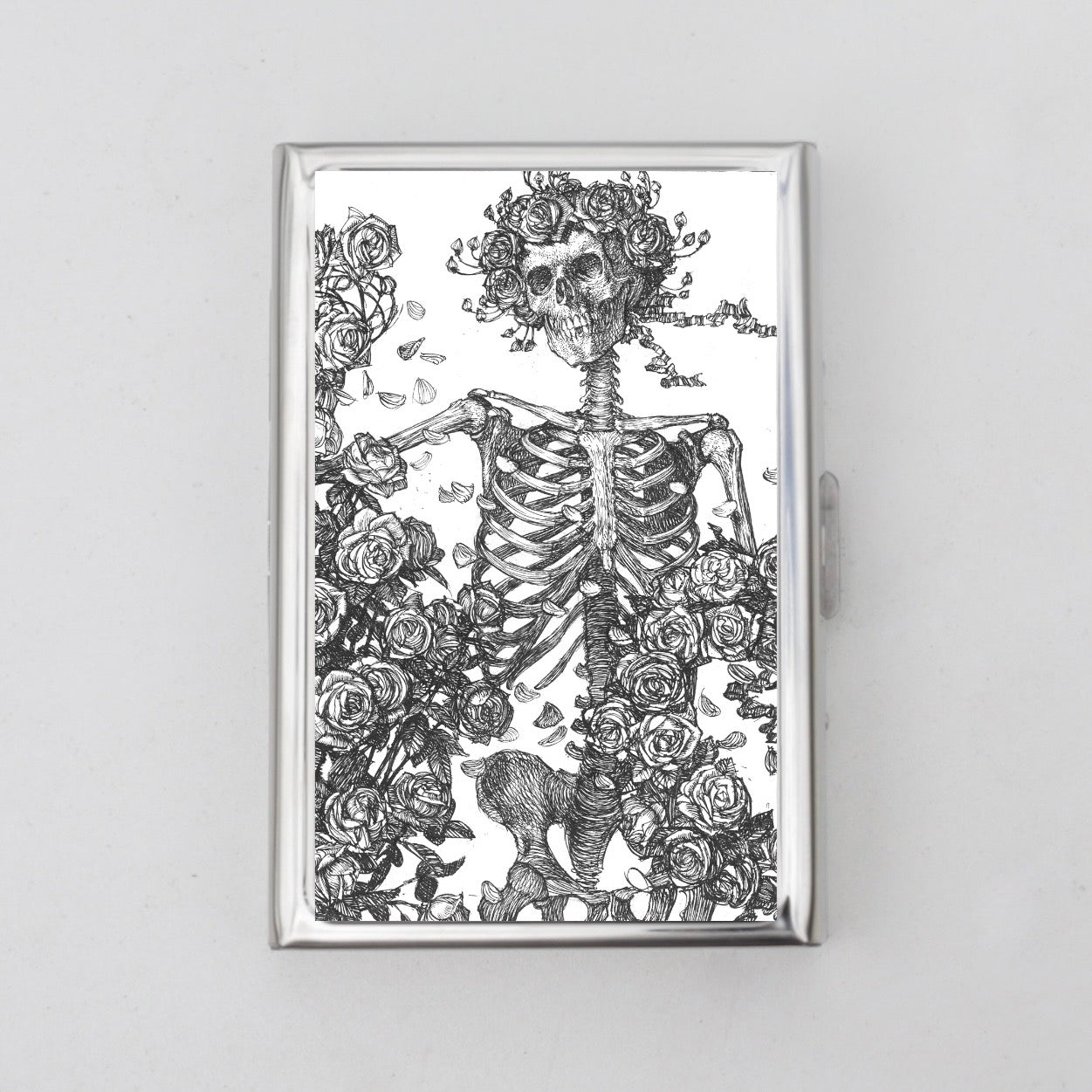 Skull in Flower Crown Card Holder OR Cigarette Case