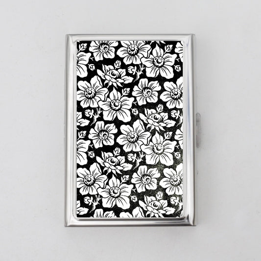 Black and White Flower Card Holder OR Cigarette Case