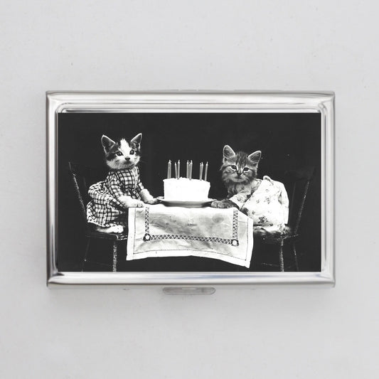 Cat Birthday Party Card Holder OR Cigarette Case