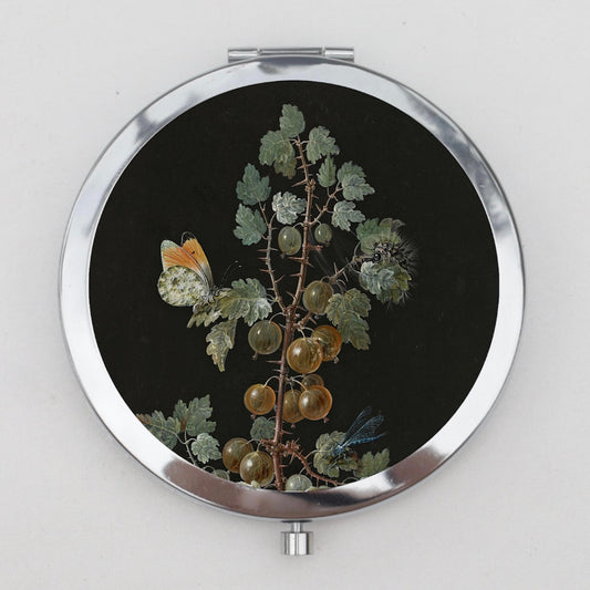 Butterfly on Grape Leaves Compact Mirror OR Pill Box