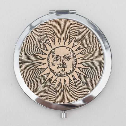 Vintage Sun Compact Mirror OR Pill Box