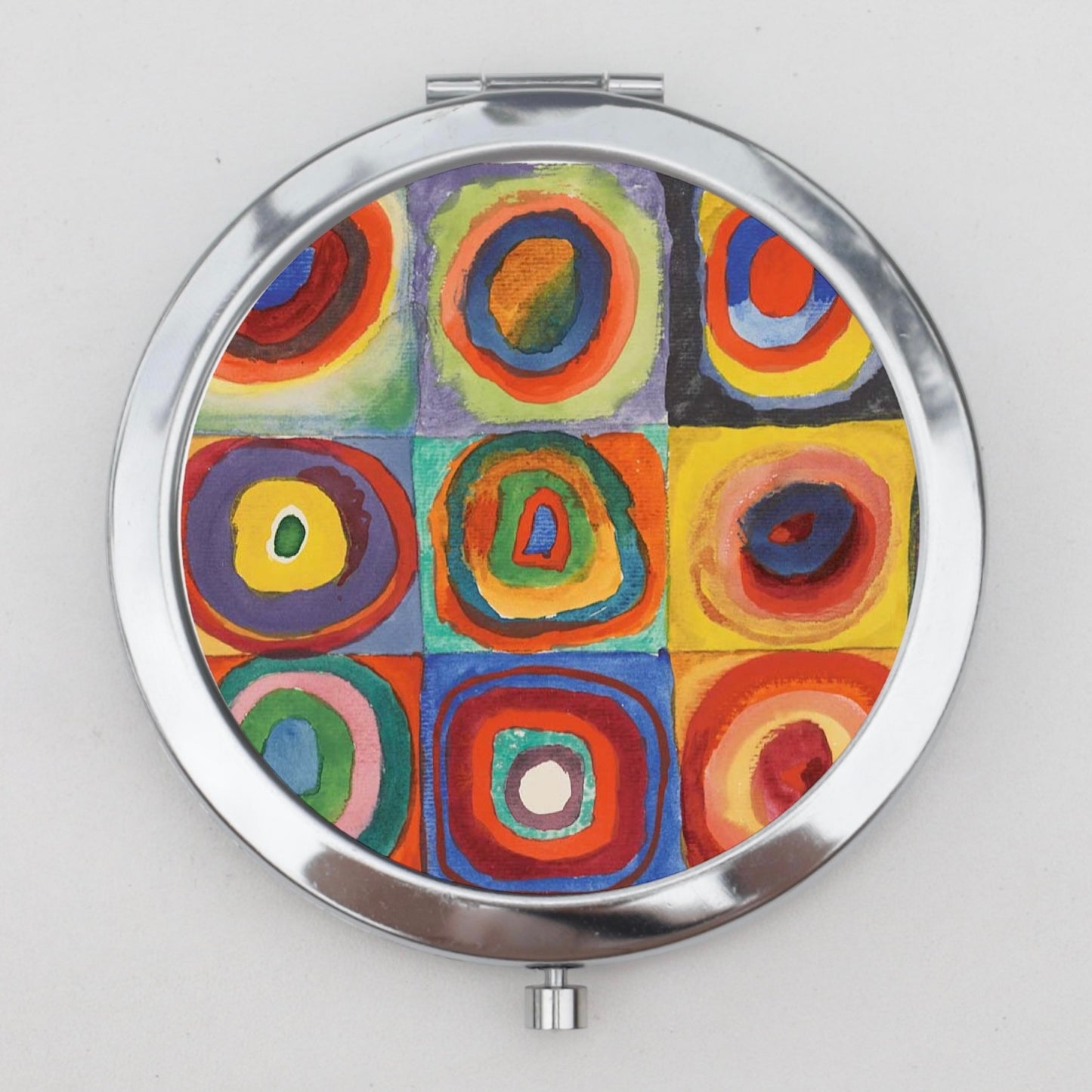 Squares with Concentric Circles Compact Mirror OR Pill Box