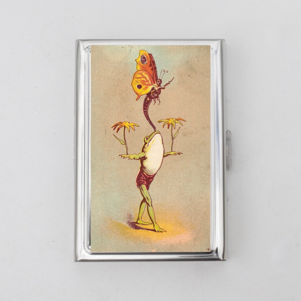 Frog Balancing Dragonfly Card Holder OR Cigarette Case