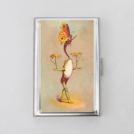 Frog Balancing Dragonfly Card Holder OR Cigarette Case