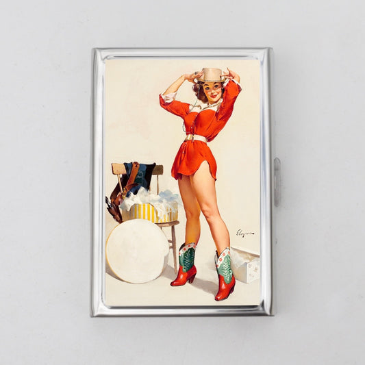 CowGirl Pin Up Card Holder OR Cigarette Case