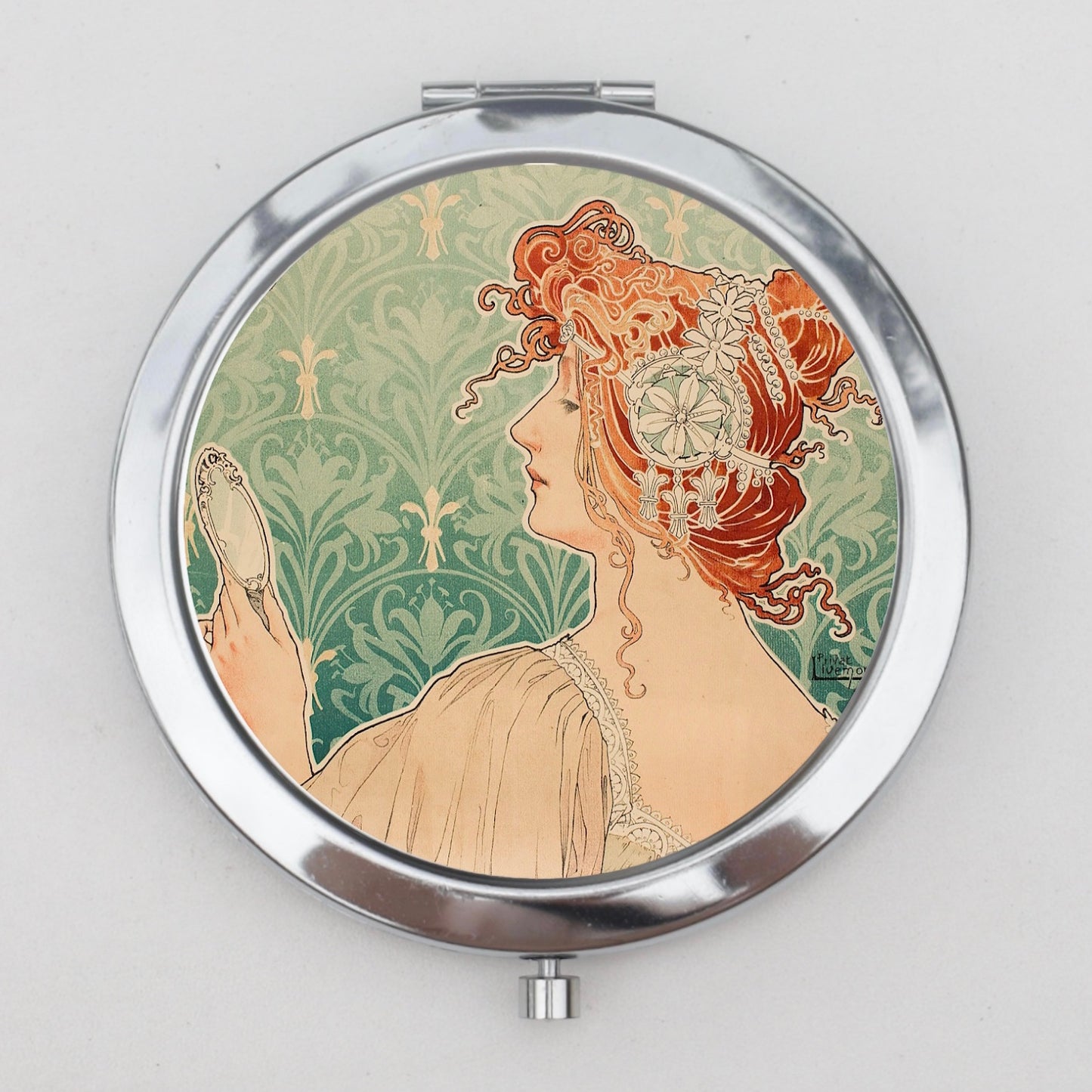 Alphonse Mucha Compact Mirror OR Pill Box