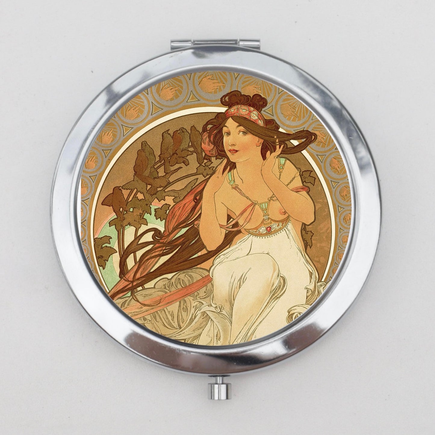 Alphonse Mucha Compact Mirror OR Pill Box