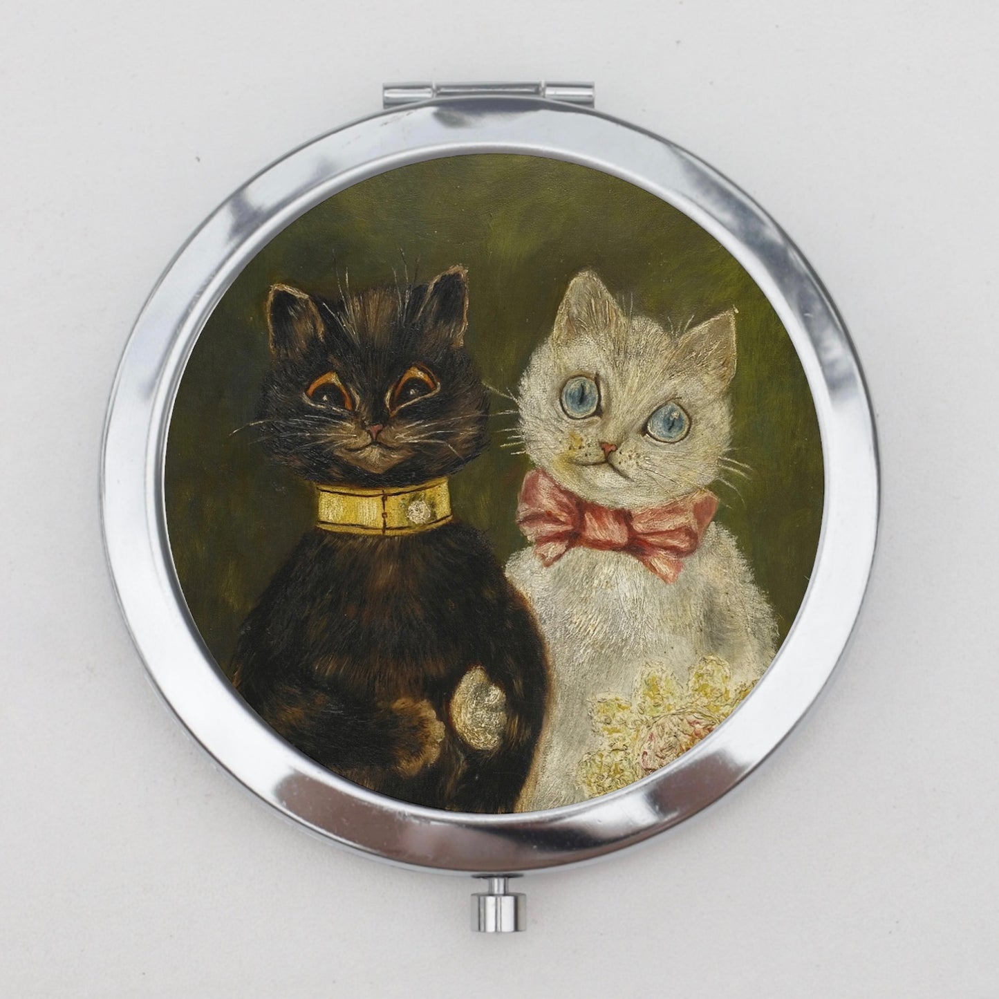 Cat Couple Compact Mirror OR Pill Box