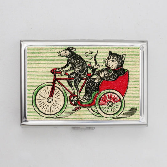 Mouse and Cat in Carriage Card Holder OR Cigarette Case