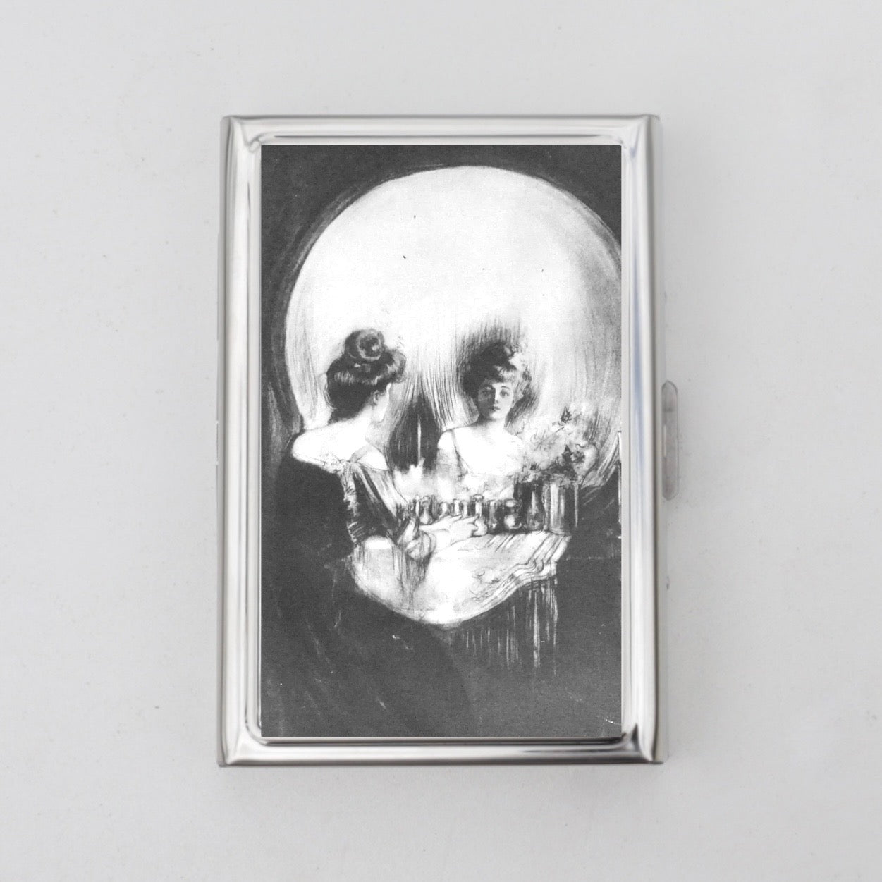 All is Vanity Skull Optical Illusion Card Holder OR Cigarette Case