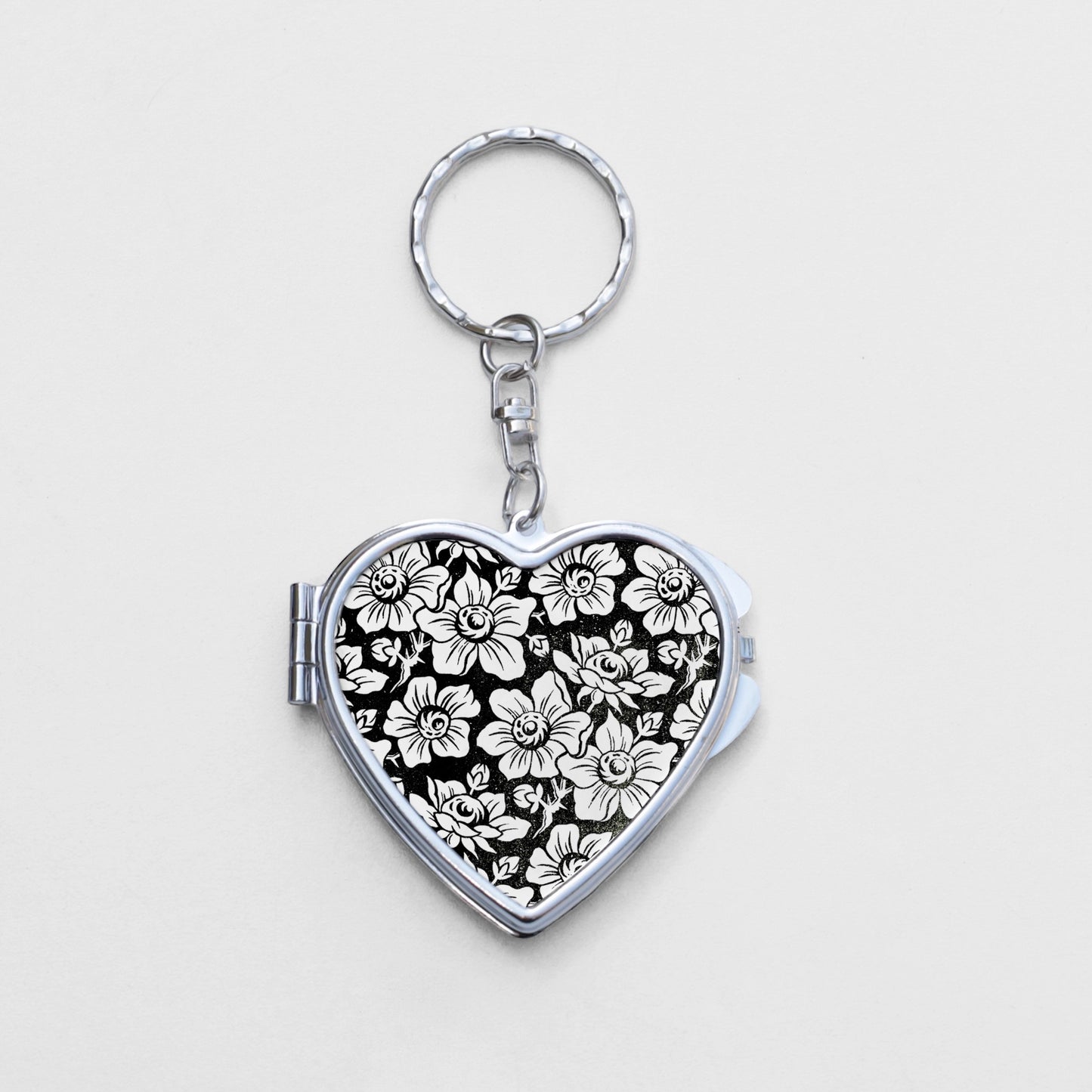 Flower Heart Shaped Mirror KeyChain