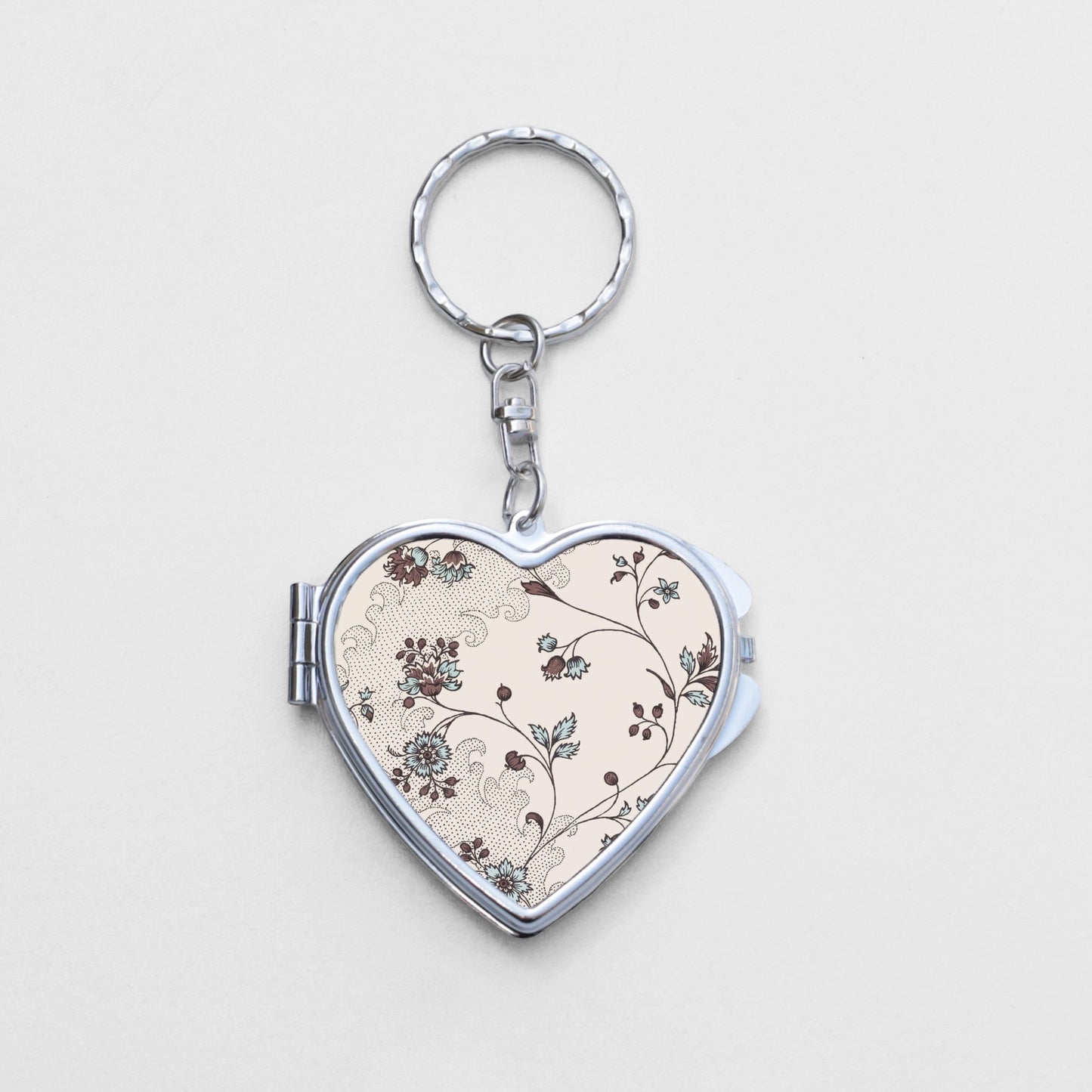 Flower Heart Shaped Mirror KeyChain