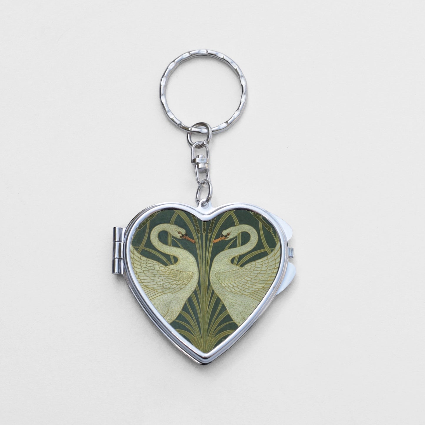 Swan Heart Shaped Mirror KeyChain