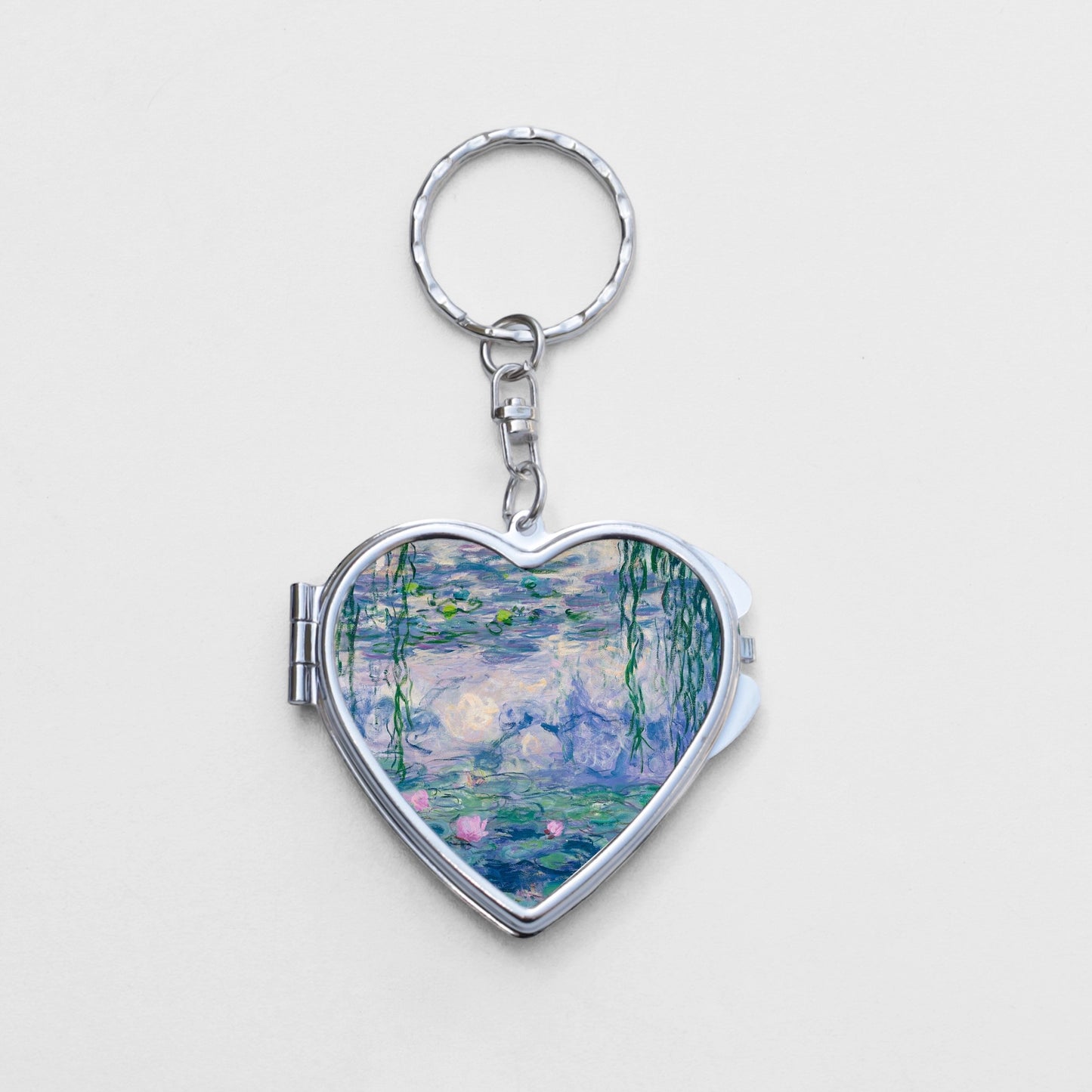 Water Lilies Heart Shaped Mirror KeyChain