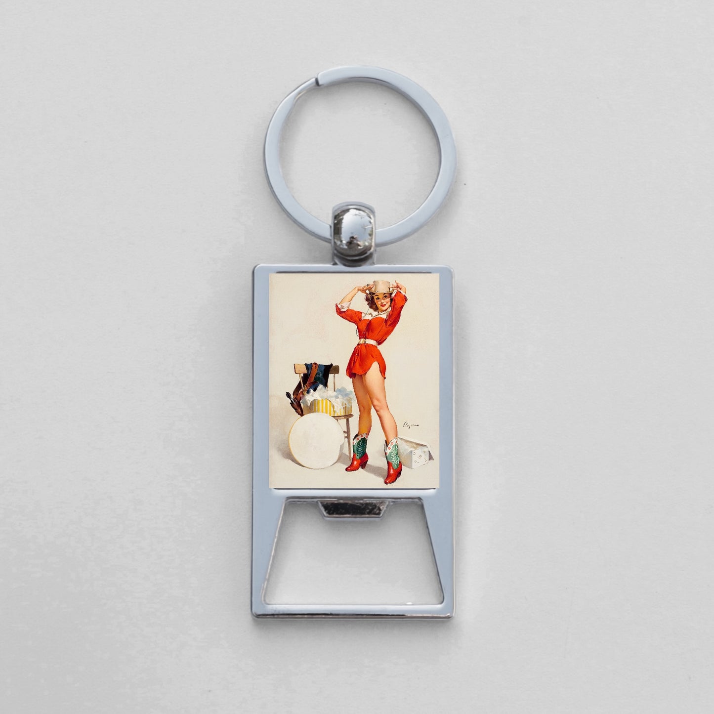 Pin Up Keychain Bottle Opener