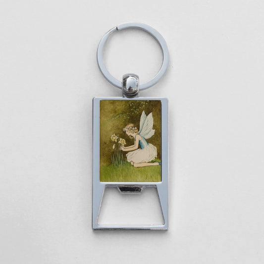 Fairy Picking Flowers Keychain Bottle Opener