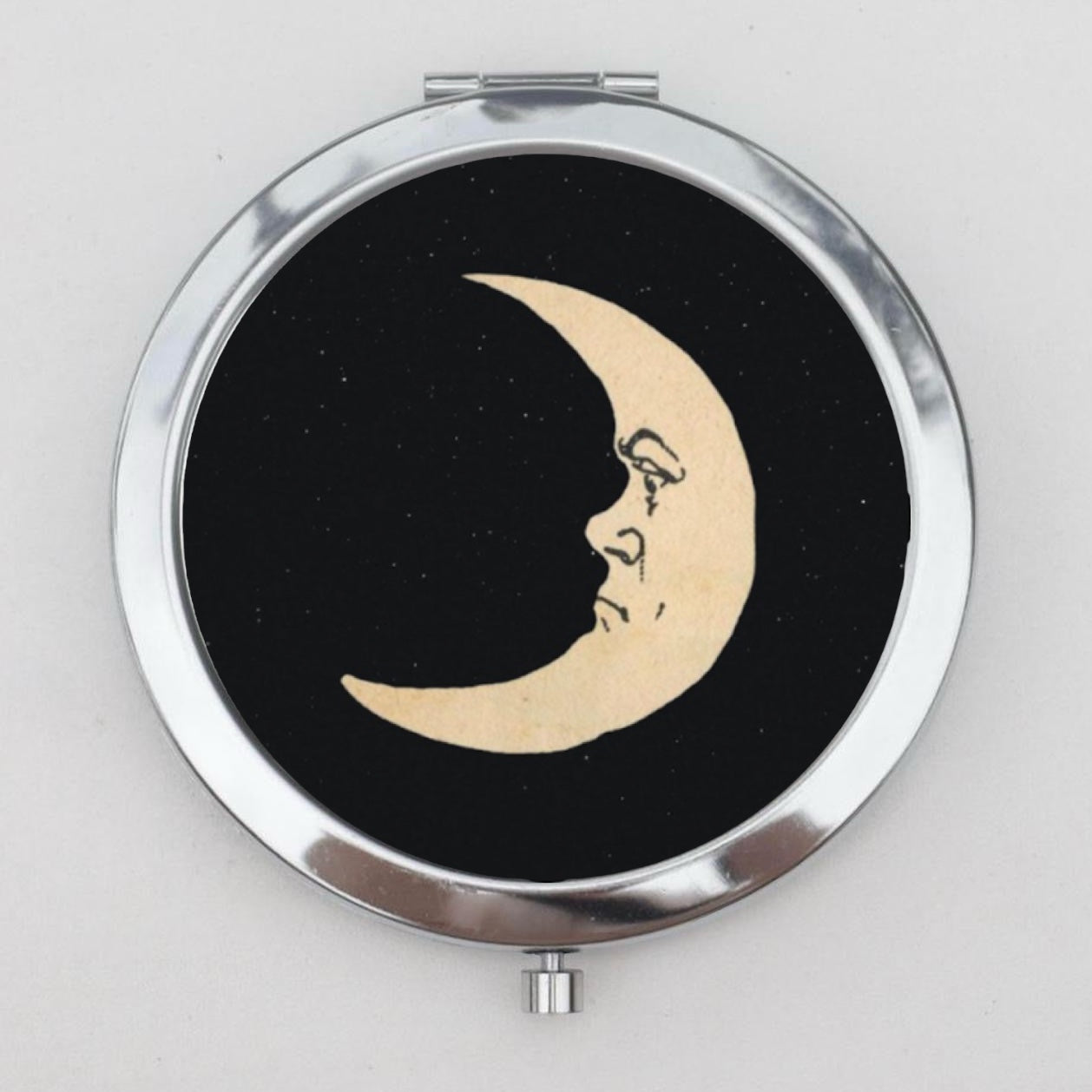 Crescent Moon Compact Mirror OR Pill Box