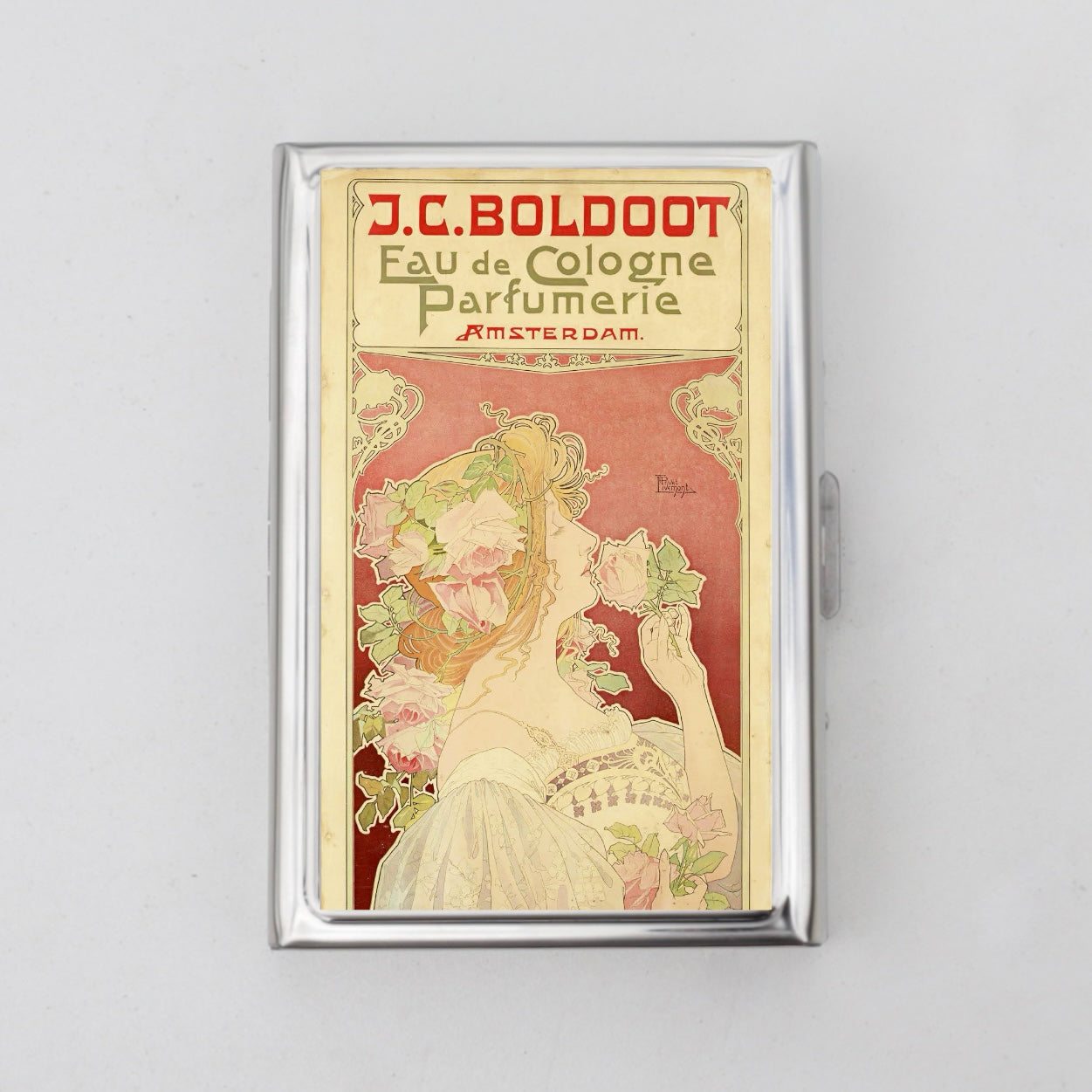 Vintage Perfume Poster Card Holder OR Cigarette Case