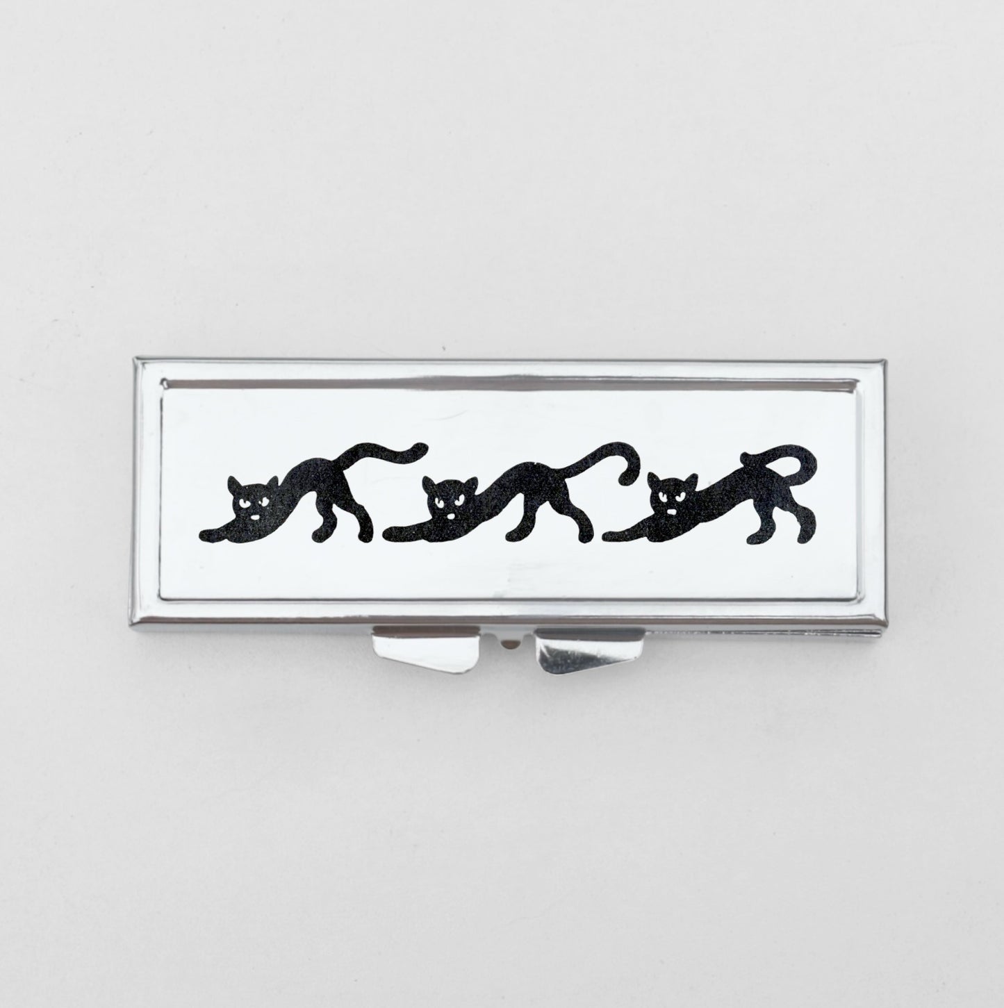 Black Cat Rectangle Pill Box