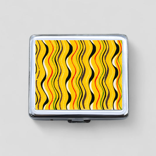 Yellow Squiggles Dots 8 Day Pill Box