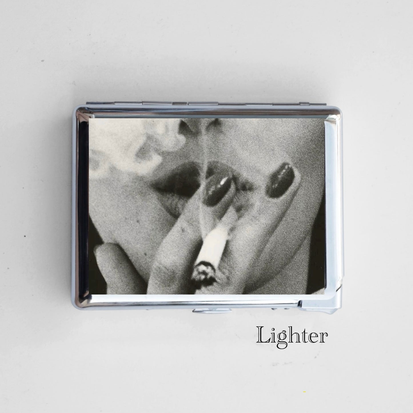 Smoking Cigarette Case with Built-In Lighter