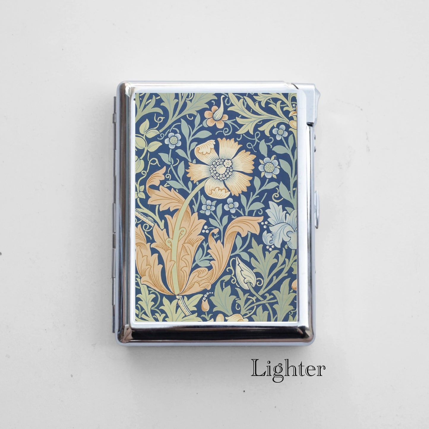 Floral Cigarette Case with Built-In Lighter