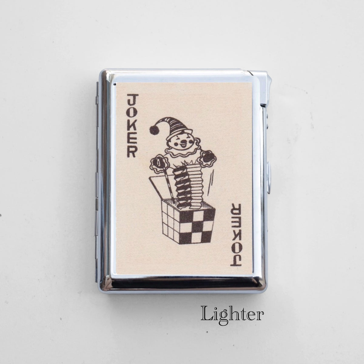 Joker Cigarette Case with Built-In Lighter