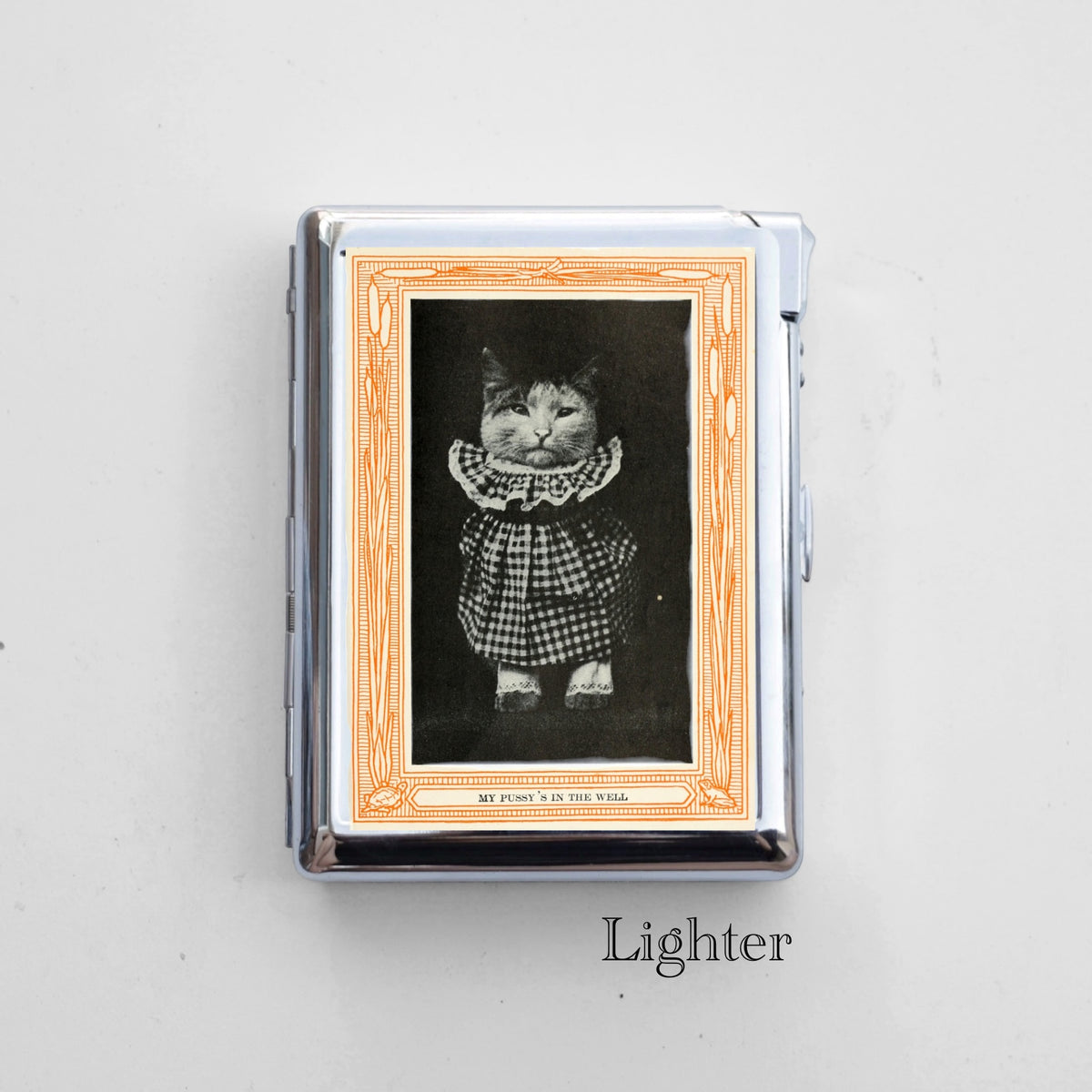 Cat Cigarette Case with Built-In Lighter