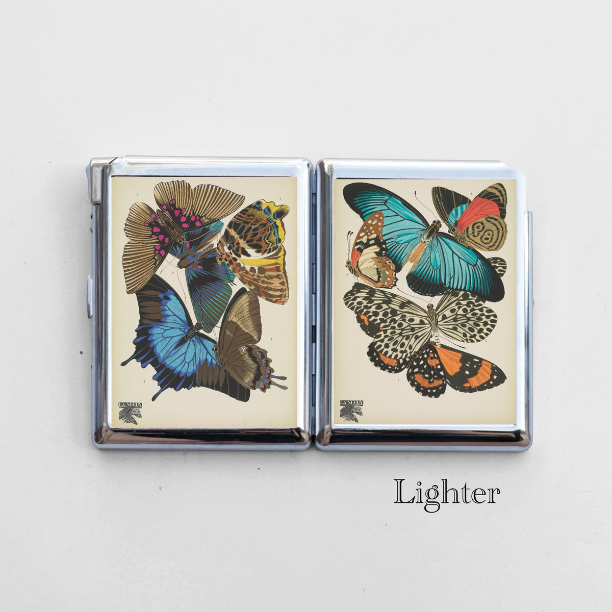 Butterfly Cigarette Case with Built-In Lighter