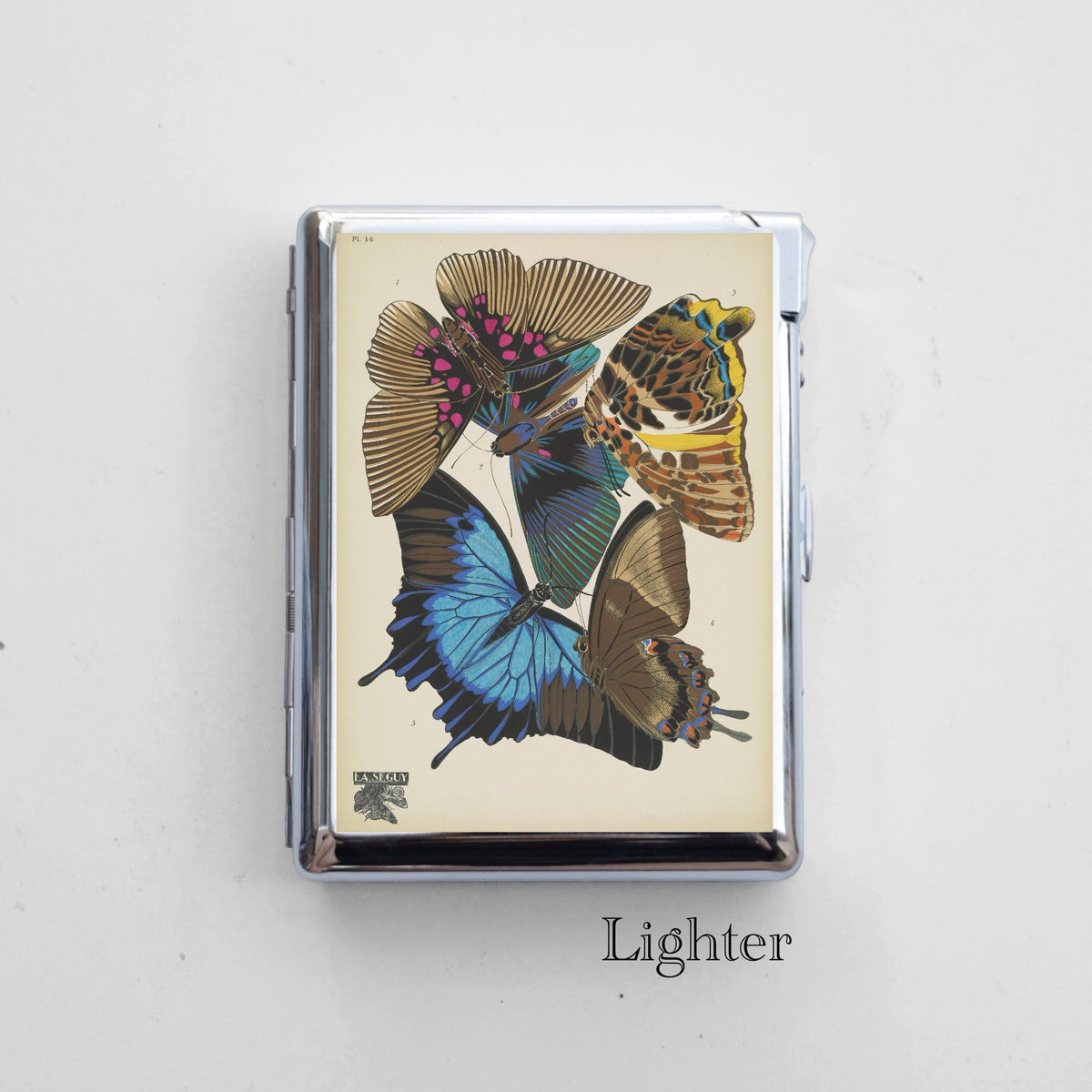 Butterfly Cigarette Case with Built-In Lighter